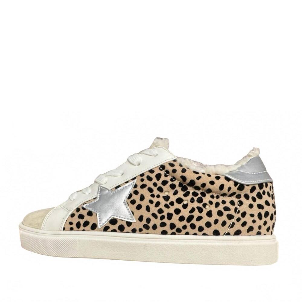 NEW LET'S SEE STYLE women's fur lined tennis shoes in cheetah
